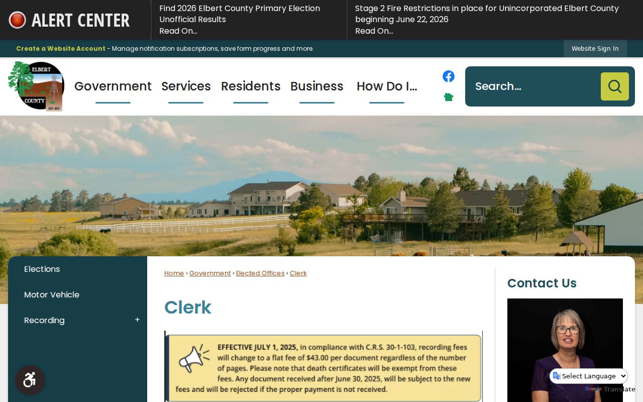 Elbert County Clerk of Court and County Clerk records routing page