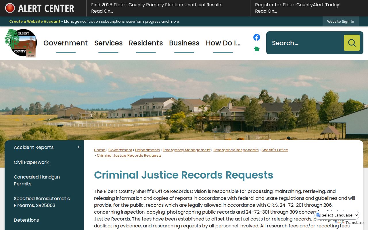 Elbert County arrest records sheriff criminal justice records requests