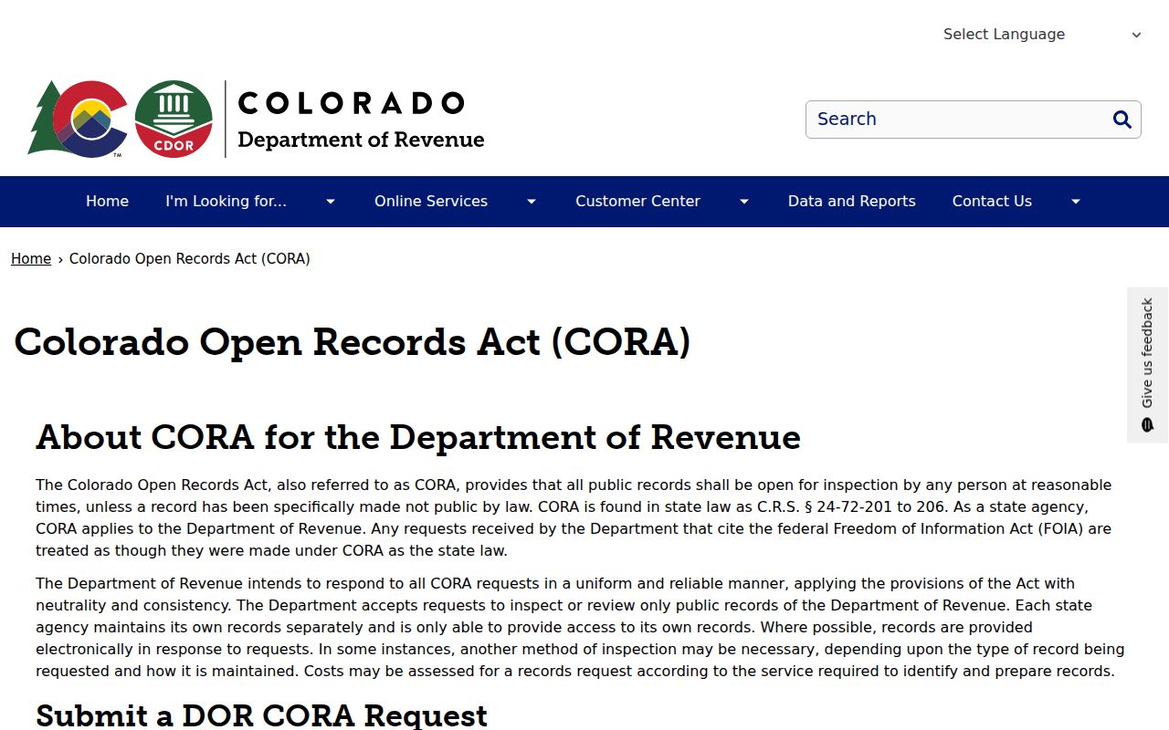 Elbert County court records Colorado CORA public records explanation