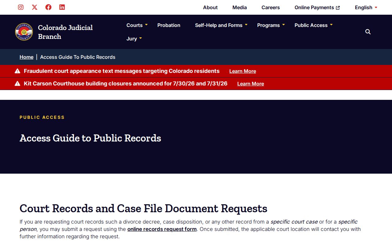 Elbert County court records access guide from Colorado Judicial Branch