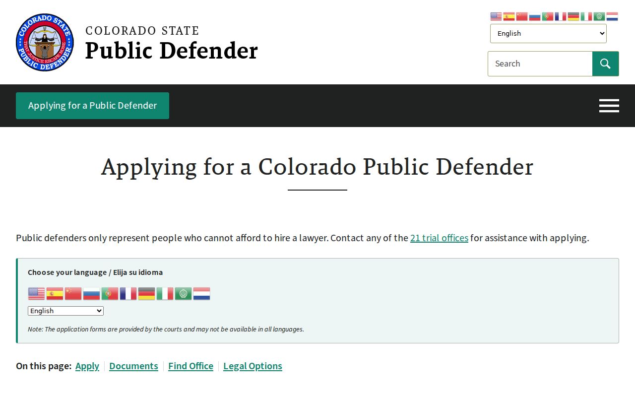 Elbert County criminal court records public defender application instructions