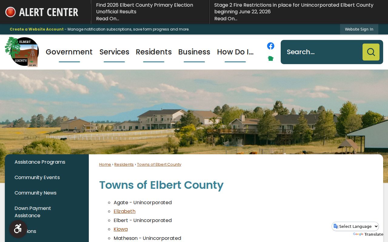 Elbert County court records towns and communities page